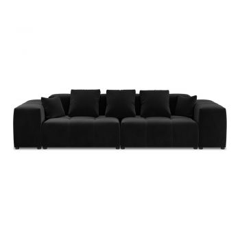 Canapea neagră cu tapițerie din catifea 320 cm Rome Velvet - Cosmopolitan Design