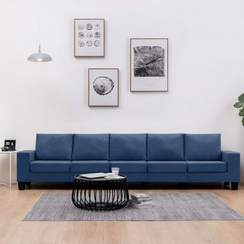Canapea cu 5 locuri albastru material textil