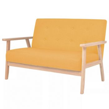 Canapea pentru 2 persoane material textil galben