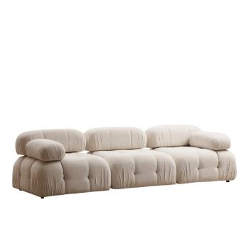 Canapea crem cu tapițerie din stofă bouclé 288 cm Bubble – Artie