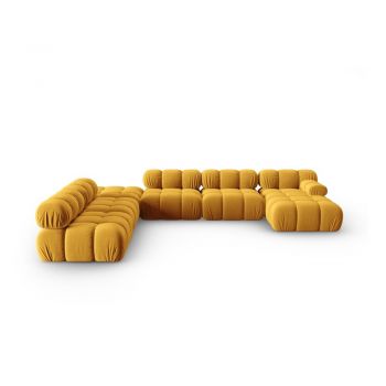 Canapea galbenă cu tapițerie din catifea 379 cm Bellis – Micadoni Home