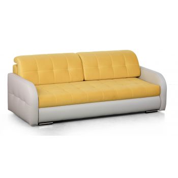 skipper Tyranny Seaport Canapea extensibila tapitata cu stofa si piele ecologica, 3 locuri Aldo  Yellow, l227xA100xH84 cm - Couches.ro