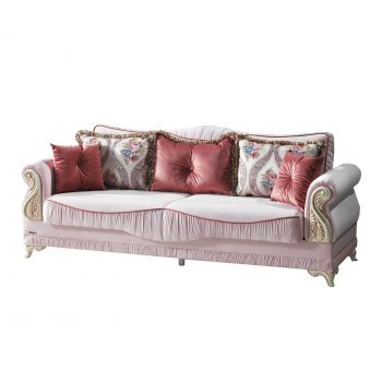 Canapea Extensibila Cu Lada De Depozitare 3 Locuri Beyzade Roz K1