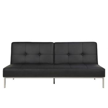 Canapea extensibila tapitata cu piele ecologica, 2 locuri Perugia Negru / Crom, l198xA95xH87 cm Canapea extensibila tapitata cu piele ecologica, 2 locuri Perugia Negru / Crom, l198xA95xH87 cm