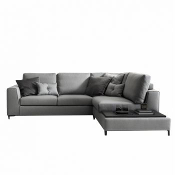 Coltar fix tapitat cu stofa, cu sezlong pe dreapta Harmony Gri, l265xA244xH91 cm Coltar fix tapitat cu stofa, cu sezlong pe dreapta Harmony Gri, l265xA244xH91 cm