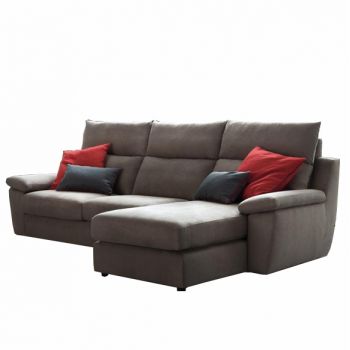 Coltar fix tapitat cu stofa, cu sezlong pe dreapta Medea Gri, l278xA168xH110cm Coltar fix tapitat cu stofa, cu sezlong pe dreapta Medea Gri, l278xA168xH110cm