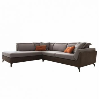 Coltar fix tapitat cu stofa, cu sezlong pe stanga Naviglio Gri, l288xA236xH81 cm Coltar fix tapitat cu stofa, cu sezlong pe stanga Naviglio Gri, l288xA236xH81 cm
