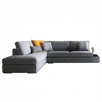 Coltar fix tapitat cu stofa, cu sezlong pe stanga Nettuno Gri, l311xA218xH87 cm Coltar fix tapitat cu stofa, cu sezlong pe stanga Nettuno Gri, l311xA218xH87 cm