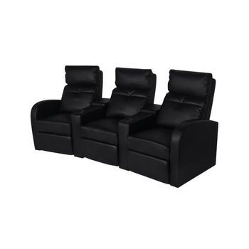 Canapea extensibilă din piele artificială home cinema 3 locuri, negru