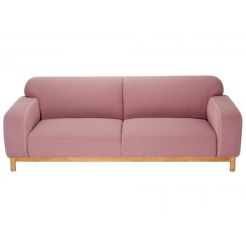 Canapea fixa tapitata cu stofa, 3 locuri Break Pink, l224xA98xH77 cm