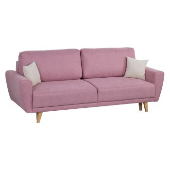 Canapea extensibila tapitata cu stofa, 3 locuri Asti Pink, l234xA100xH96 cm