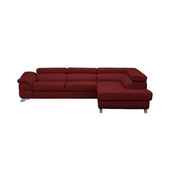 Canapea extensibilă cu aspect de piele Windsor & Co Sofas Gamma, roşu, partea dreaptă