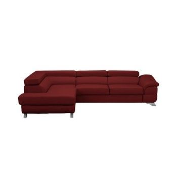 Canapea extensibilă cu aspect de piele Windsor & Co Sofas Gamma, roşu, partea stângă