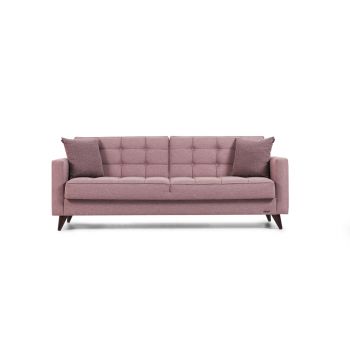 Canapea extensibila cu lada de depozitare, 3 locuri Orlando Roz K2, l214xA84xH86 cm