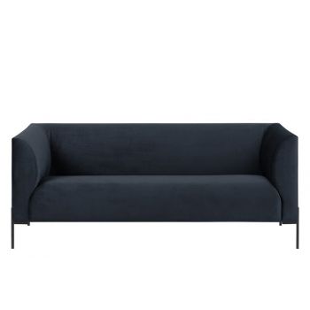 Canapea fixa cu 2,5 locuri tapitata cu stofa, cu picioare din metal Ontario Dark Blue, l185xA76xH76 cm