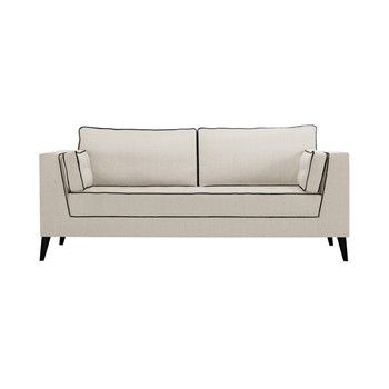 Canapea cu 3 locuri cu detalii negre Stella Cadente Maison Atalaia Cream, crem deschis Canapea cu 3 locuri cu detalii negre Stella Cadente Maison Atalaia Cream, crem deschis