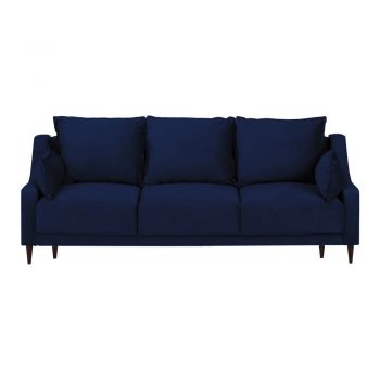 Canapea extensibilă cu 3 locuri și spațiu de depozitare Mazzini Sofas Freesia, albastru