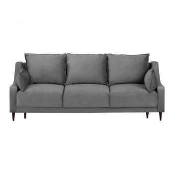 Canapea extensibilă cu 3 locuri și spațiu de depozitare Mazzini Sofas Freesia, gri