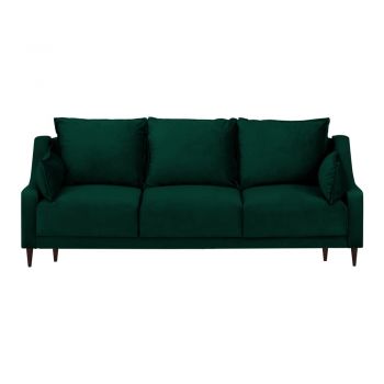 Canapea extensibilă cu 3 locuri și spațiu de depozitare Mazzini Sofas Freesia, verde la reducere