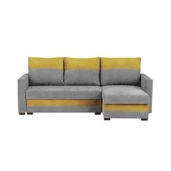Canapea modulară, extensibilă, cu 3 locuri și spațiu pentru depozitare Melart Frida, gri - galben