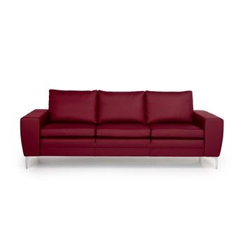 Canapea cu husă din piele Scandic Twigo, roșu, 227 cm