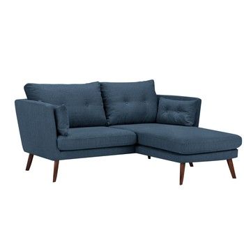 Canapea cu 3 locuri Mazzini Sofas Elena, cu șezlong pe partea dreaptă, albastru