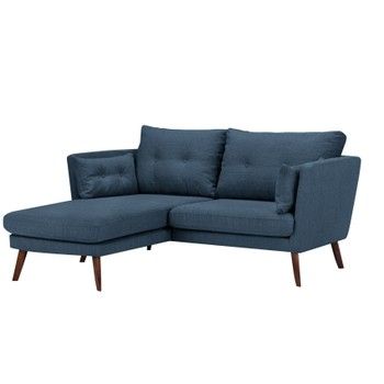 Canapea cu 3 locuri Mazzini Sofas Elena, cu șezlong pe partea stângă, albastru