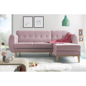 Canapea cu șezlong pe partea dreaptă Bobochic Paris Viking, roz deschis