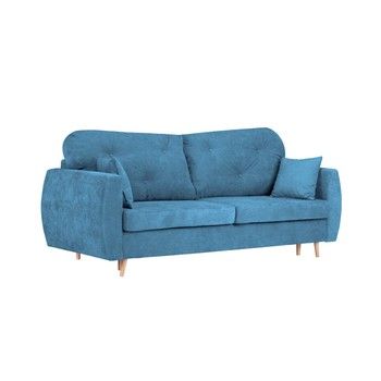 Canapea extensibilă cu 3 locuri și spațiu pentru depozitare Kooko Home Viola, albastru