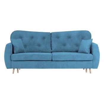 Canapea extensibilă cu 3 locuri și spațiu pentru depozitare Mazzini Sofas Orchid, albastru