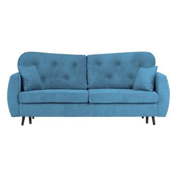 Canapea extensibilă cu 3 locuri și spațiu pentru depozitare Mazzini Sofas Popy, albastru