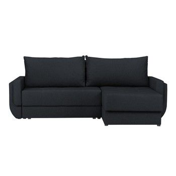 Canapea extensibilă cu șezlong pe partea dreaptă Kooko Home Tango, negru