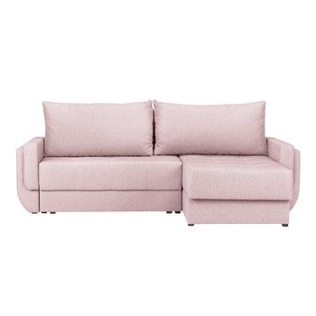 Canapea extensibilă cu șezlong pe partea dreaptă Kooke Home Tango, roz