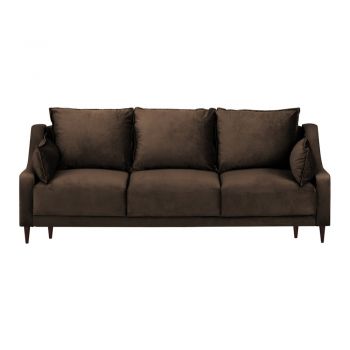 Canapea extensibilă cu husă din catifea și spațiu de depozitare Mazzini Sofas Freesia, 215 cm, maro