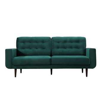 Canapea fixa tapitata cu stofa, 3 locuri Cooper Velvet Verde, l203xA87xH90 cm la reducere