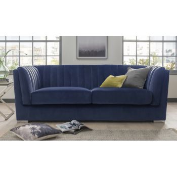 Canapea fixa tapitata cu stofa, 3 locuri Upton Grande Blue, l220xA90xH80 cm