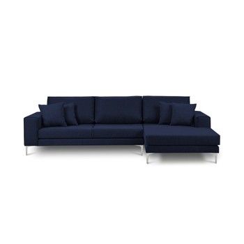 Canapea pe colț cu 4 locuri Cosmopolitan Design Cartegena, pe partea dreaptă, albastru