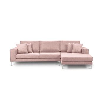 Canapea pe colț cu 4 locuri Cosmopolitan Design Cartegena, pe partea dreaptă, roz