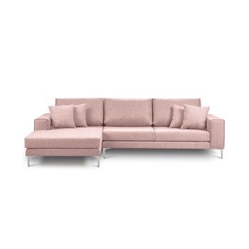 Canapea pe colț cu 4 locuri Cosmopolitan Design Cartegena, pe partea stângă, roz