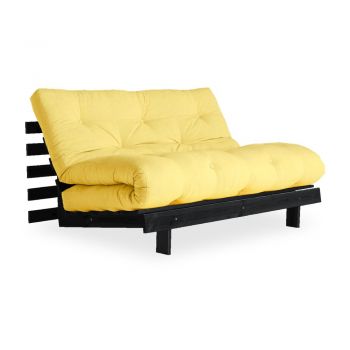Canapea variabilă KARUP Design Roots Black/Yellow, galben deschis