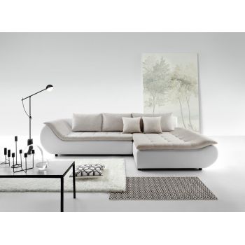 Coltar Pato Extensibil cu Arcuri Ondulate si Spuma Poliuretanica, Sezlong pe Dreapta, Suprafata de Dormit 240 x 135 cm, cu Lada de Depozitare, Perne Incluse, l310xA185xH72 cm