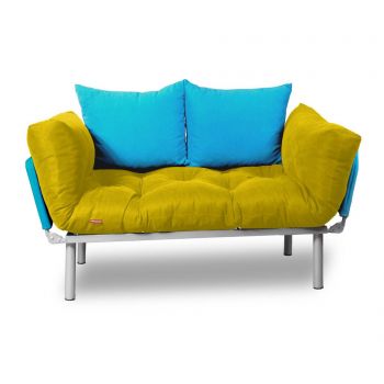 Sofa extensibila Minderim, Relax Yellow Turquoise - Minderim, Galben & Auriu