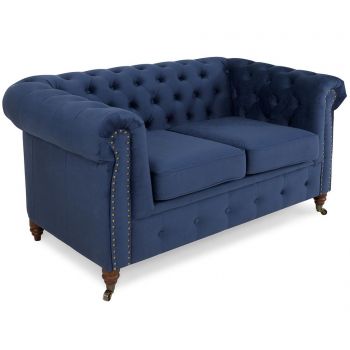 Canapea 2 locuri Chesterfield Petrol Blue - Kalatzerka, Albastru Canapea 2 locuri Chesterfield Petrol Blue - Kalatzerka, Albastru
