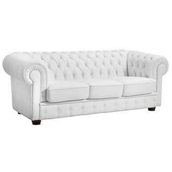 Canapea cu 3 locuri din piele Max Winzer Bridgeport, alb