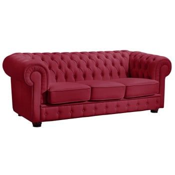 Canapea cu 3 locuri din piele Max Winzer Bridgeport, roși