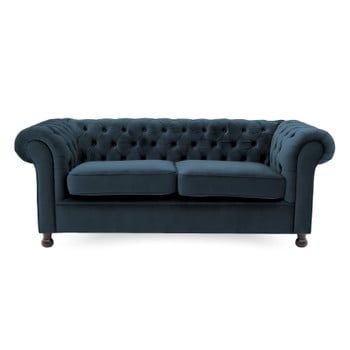 Canapea elegantă cu 3 locuri Vivonita Chesterfield, bleumarin