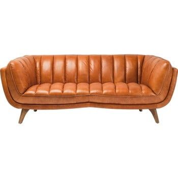 Canapea din piele Kare Design Bruno, maro cognac
