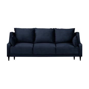 Canapea extensibilă cu 3 locuri și spațiu de depozitare Mazzini Sofas Freesia, albastru închis