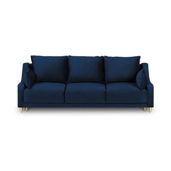 Canapea extensibilă cu 3 locuri și spațiu de depozitare Mazzini Sofas Pansy, albastru
