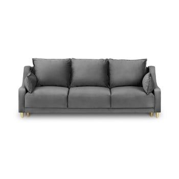 Canapea extensibilă cu 3 locuri și spațiu de depozitare Mazzini Sofas Pansy, gri deschis Canapea extensibilă cu 3 locuri și spațiu de depozitare Mazzini Sofas Pansy, gri deschis